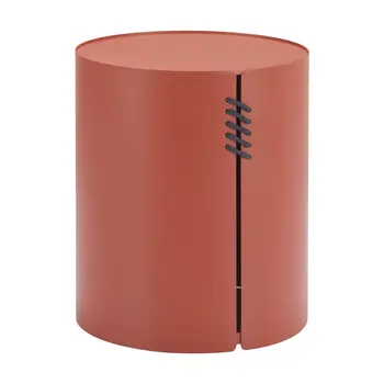 19" Brown Aluminum Round Drum End Table