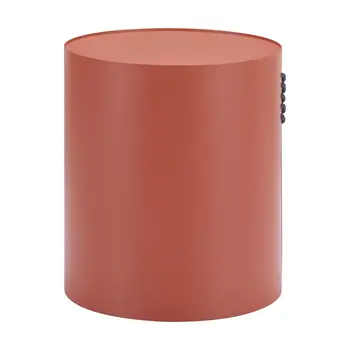 19" Brown Aluminum Round Drum End Table