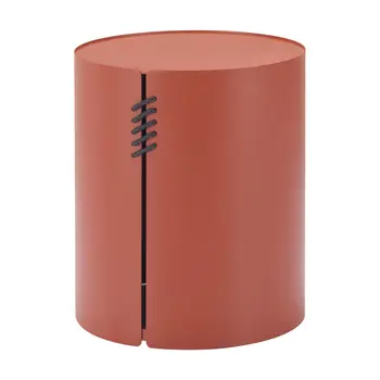19" Brown Aluminum Round Drum End Table