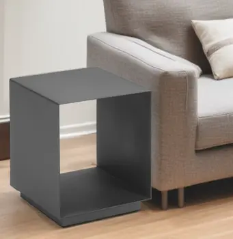 17" Charcoal Aluminum Square End Table With Shelf