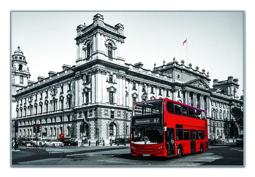Double Decker in London Silver Framed Wall Art