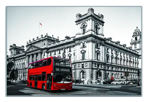 Double Decker in London Silver Framed Wall Art