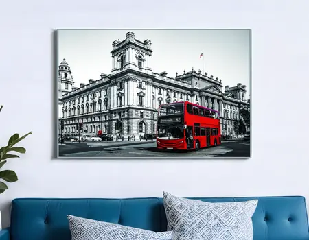 Double Decker in London Silver Framed Wall Art