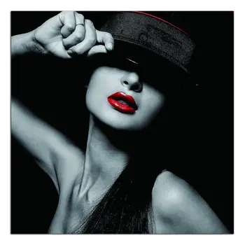 Seductive Woman With Hat Unframed Acrylic Wall Art