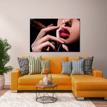 Seductive Woman With Cigar Unframed Acrylic Wall Art