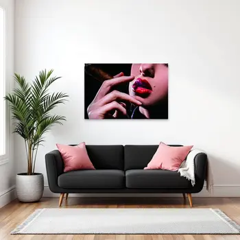 Seductive Woman With Cigar Unframed Acrylic Wall Art