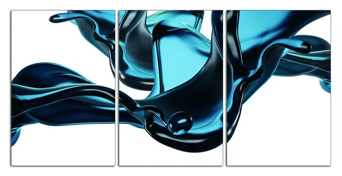 Set Of Three Abstract Blue Water Unframed Acrylic Wall Art