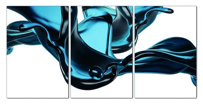 Set Of Three Abstract Blue Water Unframed Acrylic Wall Art