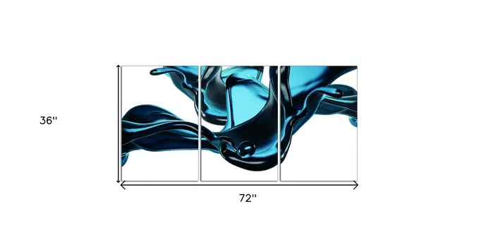 Set Of Three Abstract Blue Water Unframed Acrylic Wall Art