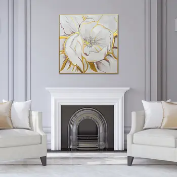 Gilded Petal Perspective Gold Framed Oil Painting Wall Art