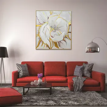 Gilded Petal Perspective Gold Framed Oil Painting Wall Art