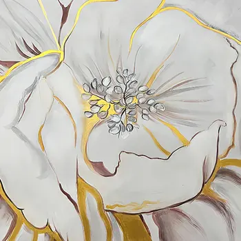 Gilded Petal Perspective Gold Framed Oil Painting Wall Art