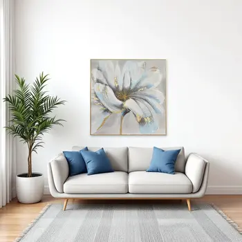 Unveiled Gilded Oversized Floral Gold Framed Oil Painting Wall Art
