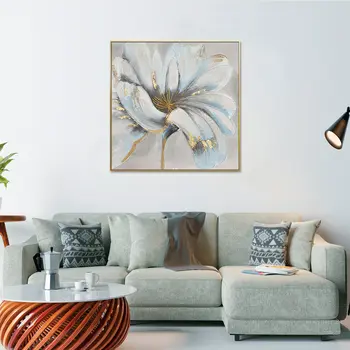 Unveiled Gilded Oversized Floral Gold Framed Oil Painting Wall Art
