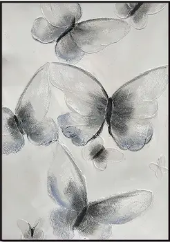 Ethereal Butterfly Cascades Black Framed Oil Painting Wall Art