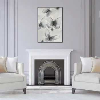 Ethereal Butterfly Cascades Black Framed Oil Painting Wall Art
