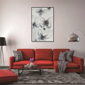 Ethereal Butterfly Cascades Black Framed Oil Painting Wall Art
