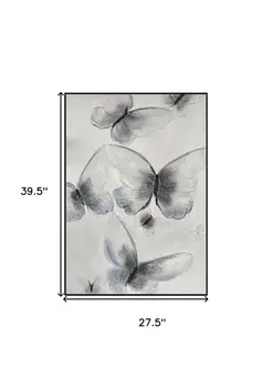 Ethereal Butterfly Cascades Black Framed Oil Painting Wall Art