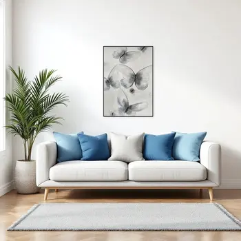 Ethereal Butterfly Cascades Black Framed Oil Painting Wall Art