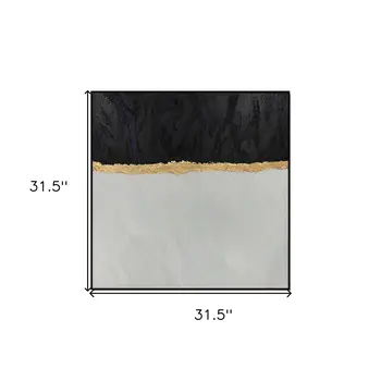 Black White And Gold Modern Abstract Black Framed Oil Painting Wall Art