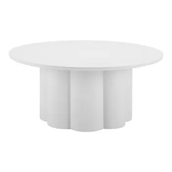 34" White Rounded Aluminum Outdoor Coffee Table