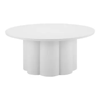 34" White Rounded Aluminum Outdoor Coffee Table