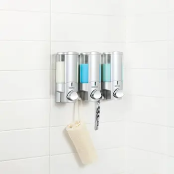 Gray Heavy Duty Plastic Three Chamber Wall Mount Soap Dispenser