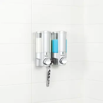 Gray Heavy Duty Plastic Two Chamber Wall Mount Soap Dispenser