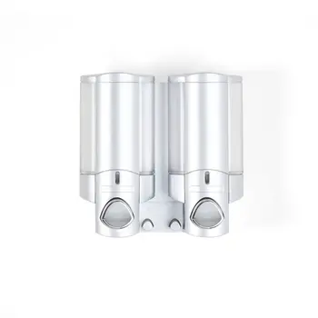 Gray Heavy Duty Plastic Two Chamber Wall Mount Soap Dispenser