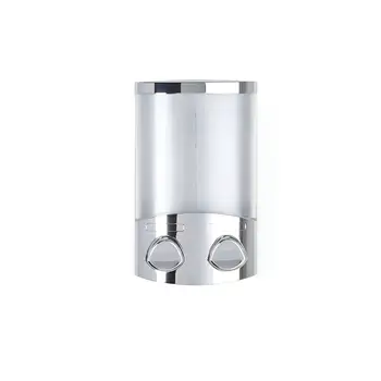 Silver Heavy Duty Plastic Two Chamber Wall Mount Soap Dispenser