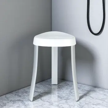 18"  White Aluminum And Heavy Duty Plastic Corner Shower Bench