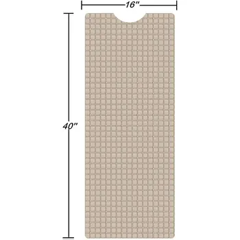 40" Beige Geometric Tiles Non Slip Bathtub Mat