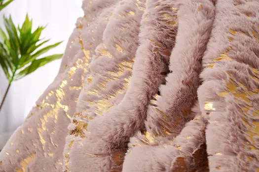 50" X 60" Pink And Gold Abstract Faux Fur Plush Throw Blanket