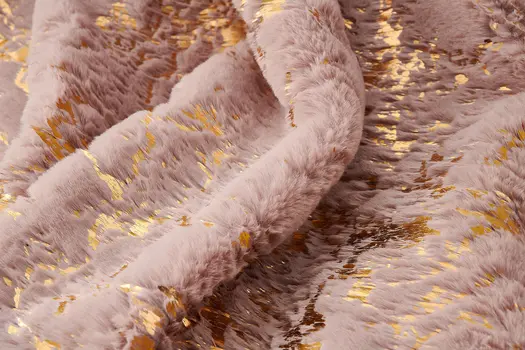 50" X 60" Pink And Gold Abstract Faux Fur Plush Throw Blanket