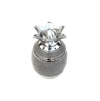 11" Silver Plated Ceramic Pineapple Lidded Bowl With Faux Crystals