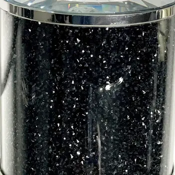 7" Clear And Black Faux Crystal And Glass Storage Canister