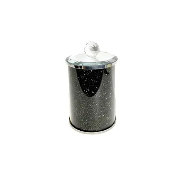 7" Clear And Black Faux Crystal And Glass Storage Canister