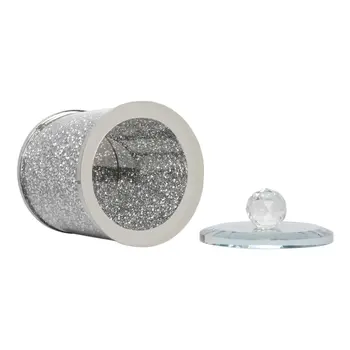 6" Clear And Silver Faux Crystal And Glass Storage Canister