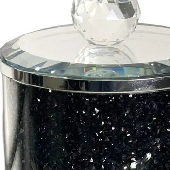6" Clear And Black Faux Crystal And Glass Storage Canister