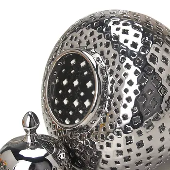 15" Silver Pierced Urn Ceramic Ginger Jar