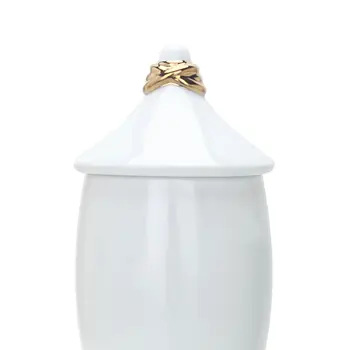16" White and Gold Abstract Urn Ceramic Ginger Jar