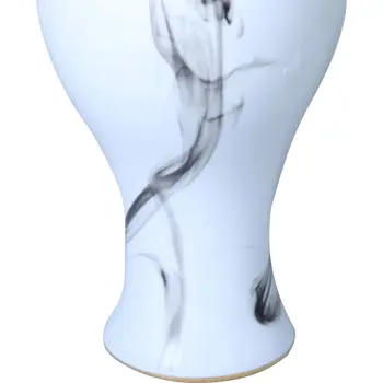 19" White and Gray Abstract Amphora Ceramic Ginger Jar