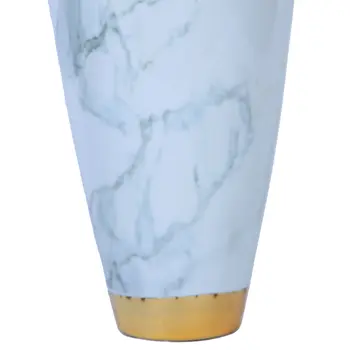 20" White Green and Gold Abstract Trumpet Ceramic Table Vase