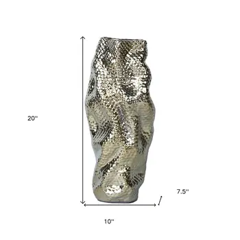 20" Gold Abstract Ceramic Table Vase