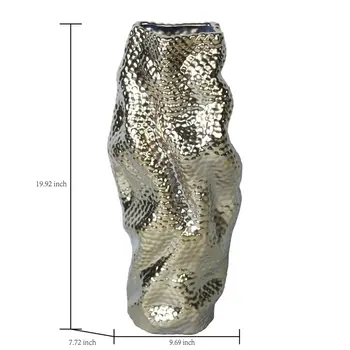 20" Gold Abstract Ceramic Table Vase