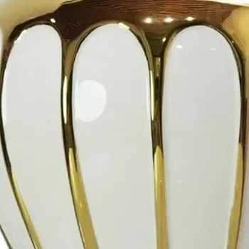 13" White and Gold Abstract Urn Ceramic Ginger Jar