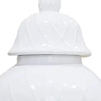 21" White Geometric Urn Ceramic Ginger Jar
