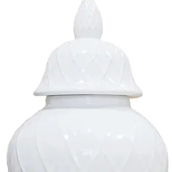 21" White Geometric Urn Ceramic Ginger Jar