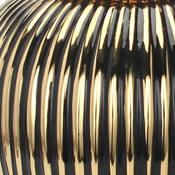 12" Black and Gold Striped Urn Ceramic Ginger Jar