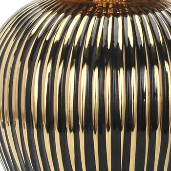 12" Black and Gold Striped Urn Ceramic Ginger Jar